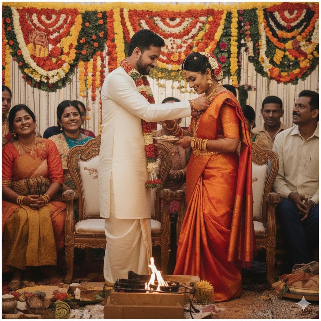 Happy South Indian Wedding Couple